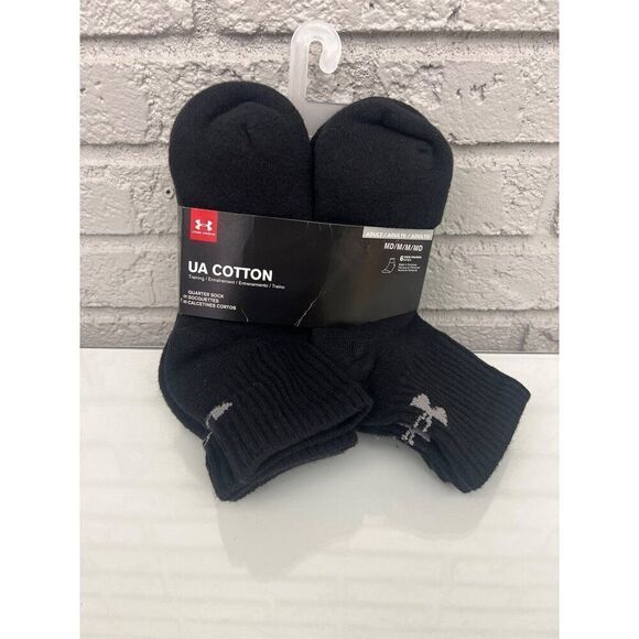 Under Armor Adult Black 6 Pack Quarter Sock 4-8 M / 6-9 W - Picture 1 of 4